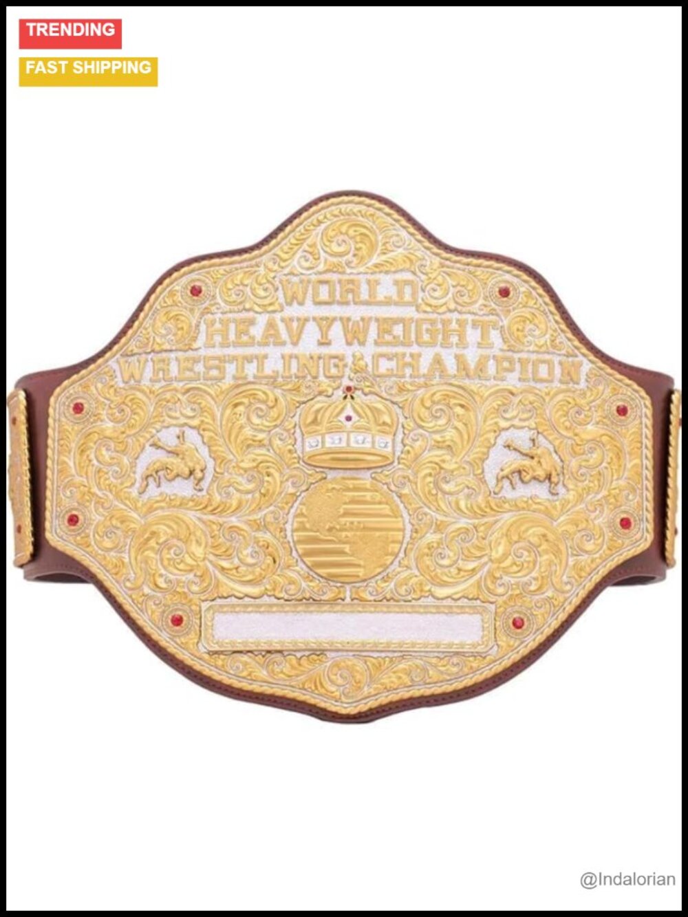 Gold Plated Wrestling Championship Belt – Metal Plates & PU Leather Strap